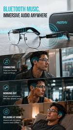 AEMAI SAG5 Smart Audio Glasses - Polarized Sunglasses with Bluetooth Speaker, IP67 Waterproof, Touch Control & Type-C Fast Charging