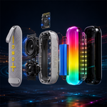AEMAI B-32 Portable Bluetooth Speaker with Dynamic RGB Light Show - Mini Wireless Speaker, 360° Surround Sound, Dual Drivers, IPX5 Waterproof, Outdoor Party Speaker with Carry Strap