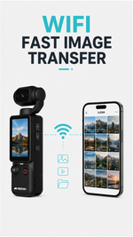 AEMAI XJD99 4K WiFi Handheld Gimbal Camera - Built-in 128GB Storage, Waterproof, Touchscreen Display, Pocket-Sized Action Camera for Vlogging, Sports & Travel