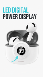 AEMAI PRO55 Wireless Bluetooth 5.4 Earbuds with LED Digital Display Case - Active Noise Cancelling, Hi-Fi Sound, In-Ear Waterproof Sports Headphones, Long Battery Life, Gold & Beige