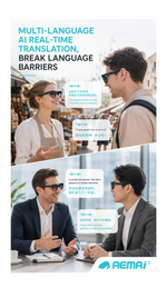 AEMAI TK Smart Photochromic Glasses with AI Real-Time Translation, Open-Ear Audio & App Control - Auto-Tinting Lenses, Waterproof, Bluetooth Sunglasses for Travel & Business