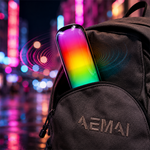 AEMAI B-32 Portable Bluetooth Speaker with Dynamic RGB Light Show - Mini Wireless Speaker, 360° Surround Sound, Dual Drivers, IPX5 Waterproof, Outdoor Party Speaker with Carry Strap