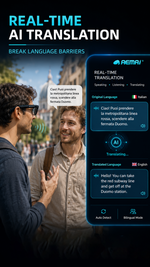AEMAI SAG13 AI Smart Glasses - 1080P Camera, Real-Time AI Translation, Anti-Blue-Light Lens & Directional Audio with IP67 Waterproof