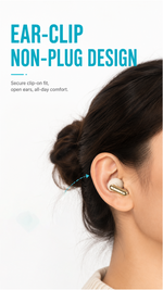 AEMAI Q5 Open-Ear Clip-On Earbuds with LED Digital Display Case - Bluetooth 5.4, Active Noise Cancellation, Surround Sound, Voice Control, Waterproof Wireless Headphones, Gold & Beige