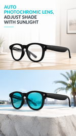 AEMAI TK Smart Photochromic Glasses with AI Real-Time Translation, Open-Ear Audio & App Control - Auto-Tinting Lenses, Waterproof, Bluetooth Sunglasses for Travel & Business
