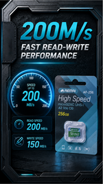 AEMAI AF-256 256GB Micro SD Card with Adapter - 200MB/s Read Speed, A2 V30 Class 10, UHS-I High Speed Memory Card for Camera, Drone, Dash Cam, Nintendo Switch