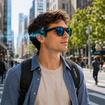 AEMAI TK Smart Photochromic Glasses with AI Real-Time Translation, Open-Ear Audio & App Control - Auto-Tinting Lenses, Waterproof, Bluetooth Sunglasses for Travel & Business