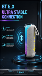 AEMAI B-32 Portable Bluetooth Speaker with Dynamic RGB Light Show - Mini Wireless Speaker, 360° Surround Sound, Dual Drivers, IPX5 Waterproof, Outdoor Party Speaker with Carry Strap