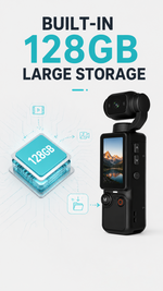 AEMAI XJD99 4K WiFi Handheld Gimbal Camera - Built-in 128GB Storage, Waterproof, Touchscreen Display, Pocket-Sized Action Camera for Vlogging, Sports & Travel