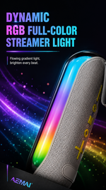 AEMAI B-32 Portable Bluetooth Speaker with Dynamic RGB Light Show - Mini Wireless Speaker, 360° Surround Sound, Dual Drivers, IPX5 Waterproof, Outdoor Party Speaker with Carry Strap