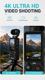 AEMAI XJD99 4K WiFi Handheld Gimbal Camera - Built-in 128GB Storage, Waterproof, Touchscreen Display, Pocket-Sized Action Camera for Vlogging, Sports & Travel