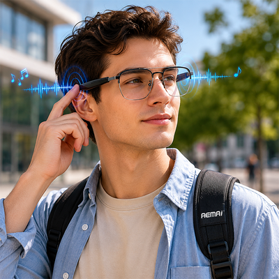 AEMAI SAG5 Smart Audio Glasses - Polarized Sunglasses with Bluetooth Speaker, IP67 Waterproof, Touch Control & Type-C Fast Charging