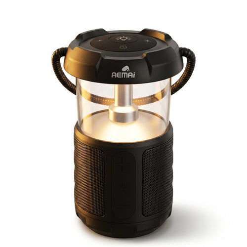 AEMAI B16 Portable Camping Lantern with Bluetooth Speaker - Rechargeable LED Light, 360° Surround Sound, IPX4 Waterproof, 12H Playtime for Outdoor Camping, Patio & Bedroom
