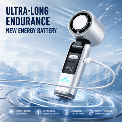 AEMAI AF26 Portable Ice-Cooling Fan with Foldable Handle & Type-C Fast Charging - Ice-sensation cooling tec...