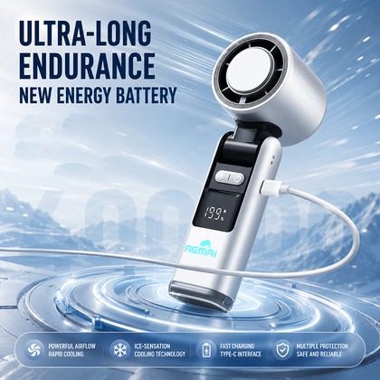 AEMAI AF26 Portable Ice-Cooling Fan with Foldable Handle & Type-C Fast Charging - Ice-sensation cooling tec...