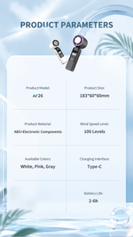 AEMAI AF26 portable ice-cooling fan with foldable handle and Type-C fast charging - detailed view 7