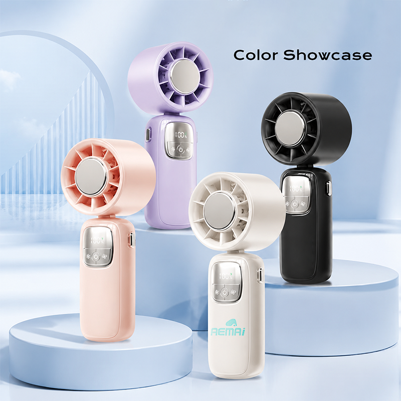 AEMAI AF3 portable cooling fan in four trendy colors with digital display