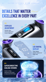 AEMAI AF5 deep space gray cooling fan with 100-gear wind speed handheld desktop - detailed view 3