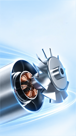 AEMAI AF63 compact black turbo blower 94x150mm with digital battery display - detailed view 1