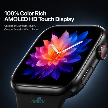 AEMAI AS11 AMOLED Smart Watch - 100% AMOLED HD Touch, Black Metal Case