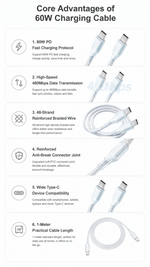 AEMAI AX-108 60W PD fast charging cable USB-C to USB-C nylon braided - detailed view 4
