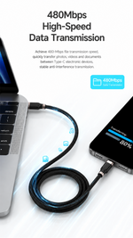 AEMAI AX-109 black braided 60W PD charging cable USB-C to USB-C - detailed view 2
