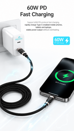 AEMAI AX-109 black braided 60W PD charging cable USB-C to USB-C - detailed view 3
