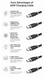 AEMAI AX-109 black braided 60W PD charging cable USB-C to USB-C - detailed view 4
