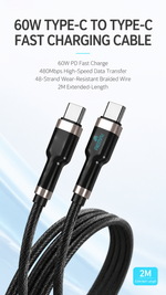 AEMAI AX-109 black braided 60W PD charging cable USB-C to USB-C - detailed view 5