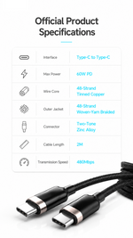 AEMAI AX-109 black braided 60W PD charging cable USB-C to USB-C - detailed view 6