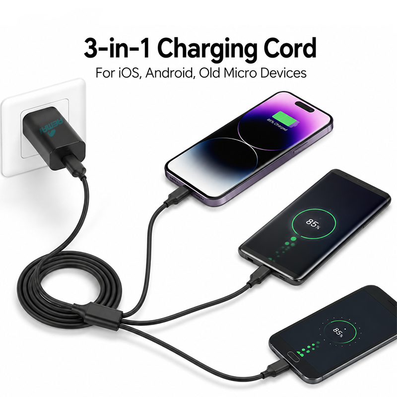 AEMAI AX-110 3-in-1 charging cable for iOS Android Micro devices