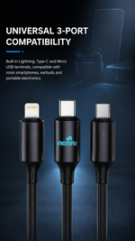 AEMAI AX-110 3-in-1 charging cable for iOS Android Micro devices - detailed view 2