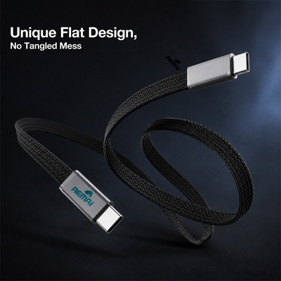 AEMAI AX-111 Type-C Braided Charging Cable – Slim Flat, Anti-Tangle & Bend Resistant - Slim flat braided de...