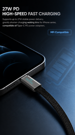 AEMAI AX-112 27W PD fast charging cable for iPhone with braided design - detailed view 1