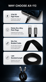 AEMAI AX-112 27W PD fast charging cable for iPhone with braided design - detailed view 4