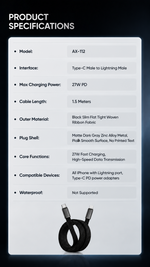 AEMAI AX-112 27W PD fast charging cable for iPhone with braided design - detailed view 6