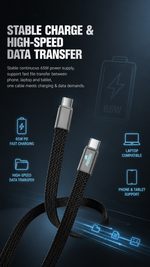 AEMAI AX-113 durable braided Type-C cable slim flat anti-tangle - detailed view 1