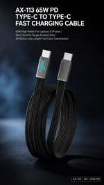 AEMAI AX-113 durable braided Type-C cable slim flat anti-tangle - detailed view 5