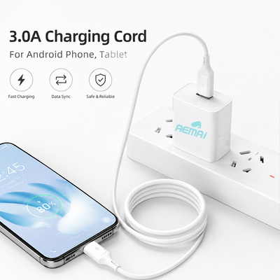 AEMAI AX30 3.0A Fast Charging Cord USB-A to Type-C – for Android Devices - 3.0A fast charging output, USB-A...
