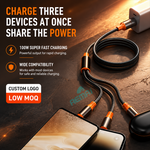 AEMAI AX-65 100W 3-in-1 super fast charging cable charge three devices