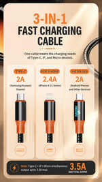 AEMAI AX-65 100W 3-in-1 super fast charging cable charge three devices - detailed view 2
