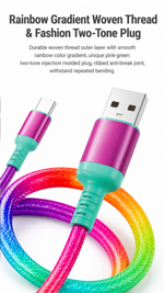 AEMAI AX-71 rainbow gradient braided fast charging cord USB-A to Type-C - detailed view 1