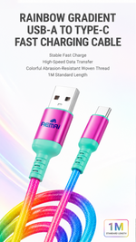 AEMAI AX-71 rainbow gradient braided fast charging cord USB-A to Type-C - detailed view 5