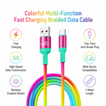 AEMAI AX-71 rainbow gradient braided fast charging cord USB-A to Type-C - view 4