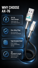 AEMAI AX-76 48-strand high-density braided charging cable tug bend resistant - detailed view 4