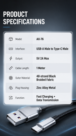 AEMAI AX-76 48-strand high-density braided charging cable tug bend resistant - detailed view 6
