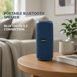 AEMAI B34 bluetooth speaker portable bluetooth 5.3 connection blue on wooden table home living room
