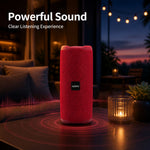 AEMAI B34 red speaker powerful sound clear listening experience audio wave visual effect evening patio