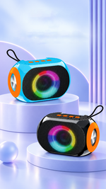 AEMAI BM26 portable Bluetooth speaker with RGB ring light and orange passive radiator - detailed view 5