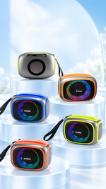 AEMAI BM35 compact neon green portable Bluetooth speaker with RGB ring light and strap - detailed view 1